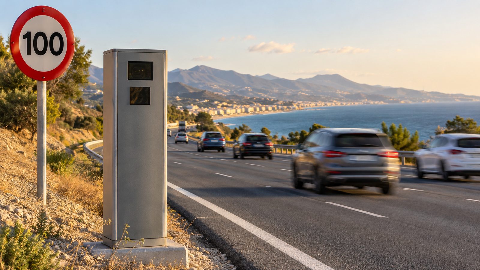 Fotoradar przy autostradzie A-7 na Costa del Sol, mandaty drogowe w Hiszpanii